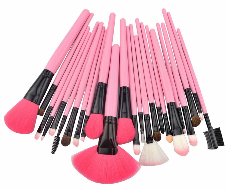 24pcs High Quality Professional Brush Set Hot Pink